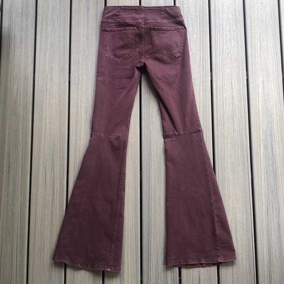 We The Free Pants - We The Free Pull on Flared Burgundy Jean Pants Size 25